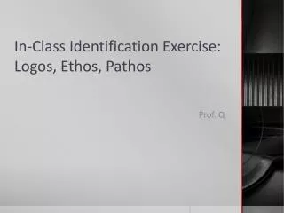 In-Class Identification Exercise: Logos, Ethos, Pathos