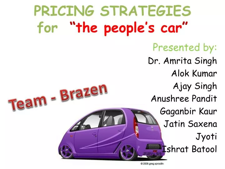 pricing strategies for the people s car