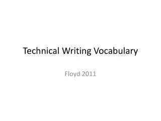 Technical Writing Vocabulary