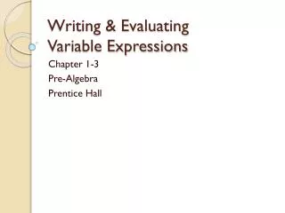 Writing &amp; Evaluating Variable Expressions