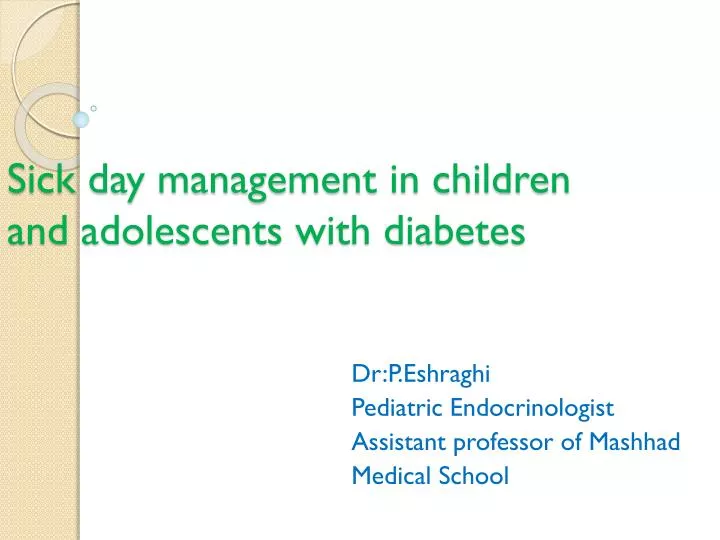 sick day management in children and adolescents with diabetes