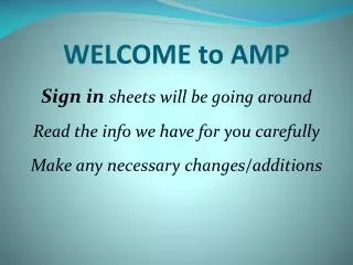WELCOME to AMP