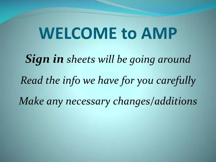 welcome to amp