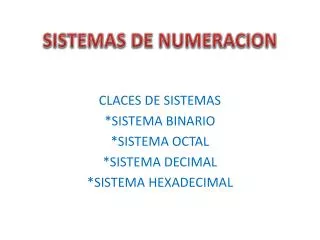 sistemas de numeracion