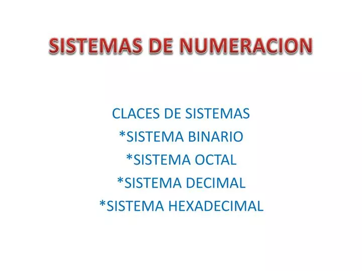 sistemas de numeracion