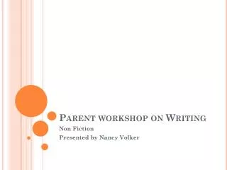 Parent workshop on Writing