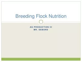 Breeding Flock Nutrition