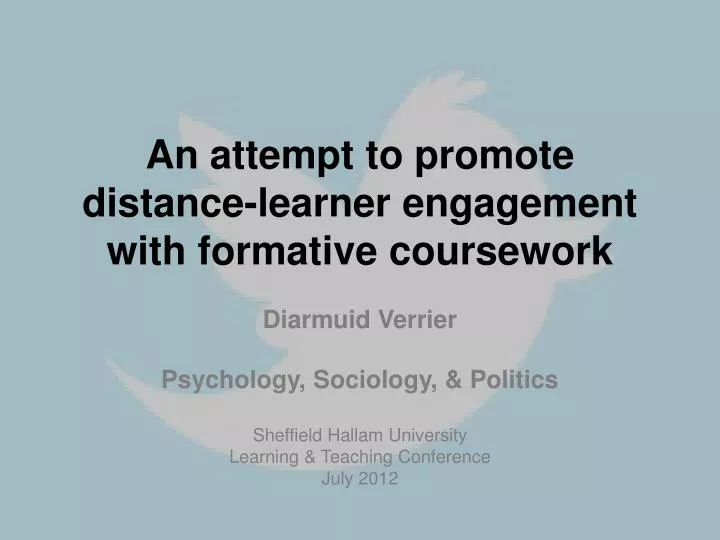 an attempt to promote distance learner engagement with formative coursework