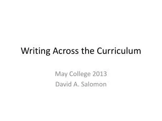 Writing Across the Curriculum