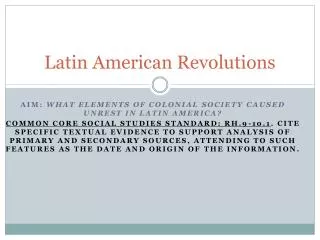 Latin American Revolutions