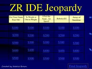 ZR IDE Jeopardy