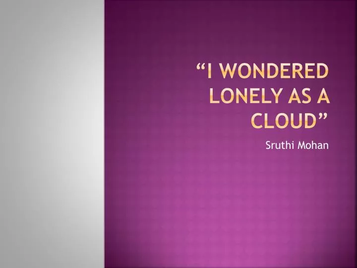 i wondered lonely as a cloud