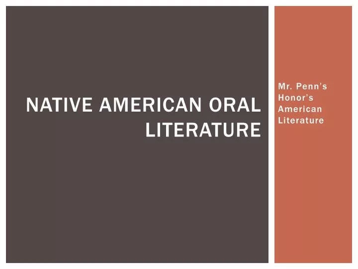 native american oral literature