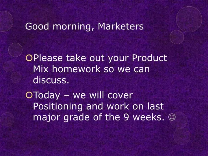 good morning marketers