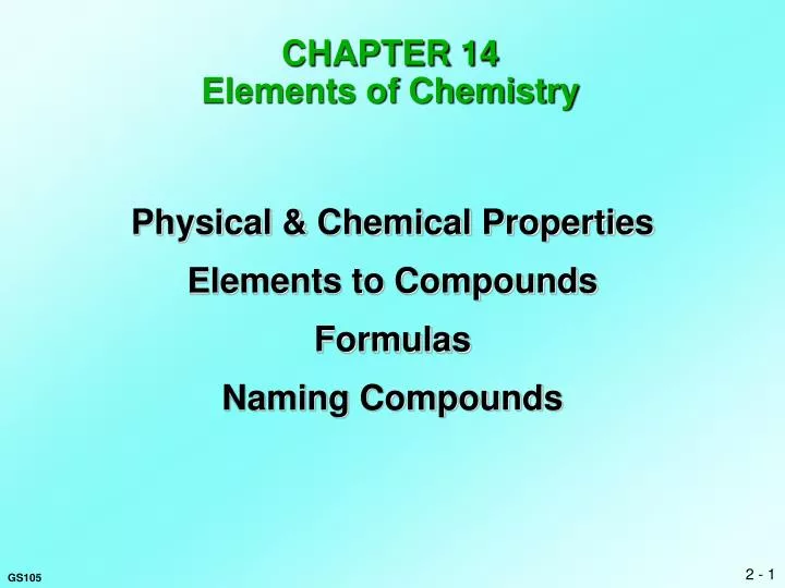 chapter 14 elements of chemistry