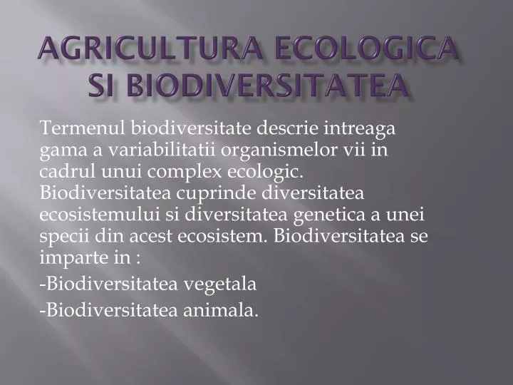 agricultura ecologica si biodiversitatea