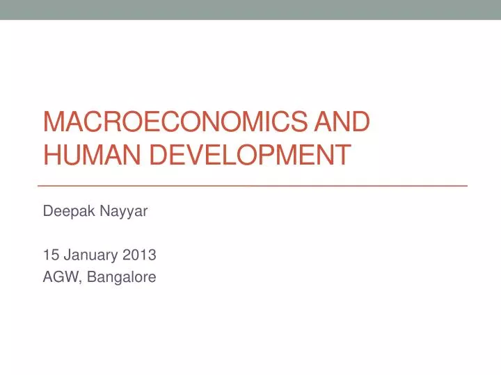 macroeconomics and human development