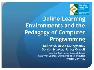 Online Learning Environments and the Pedagogy of Computer Programming