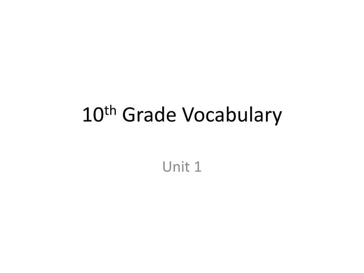 10 th grade vocabulary