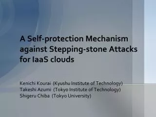 A Self-protection Mechanism against Stepping-stone Attacks for IaaS clouds