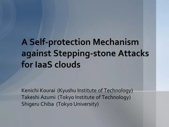 a self protection mechanism against stepping stone attacks for iaas clouds