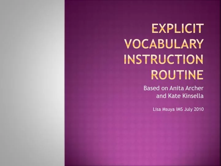 explicit vocabulary instruction routine