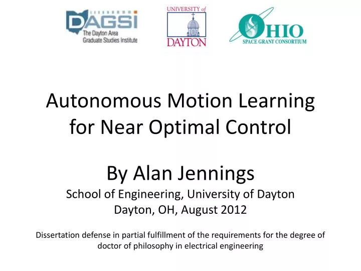 autonomous motion learning for near optimal control