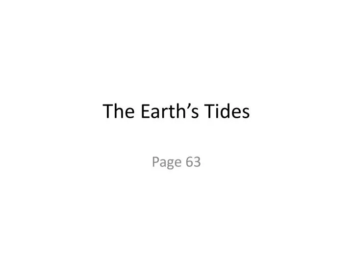 the earth s tides