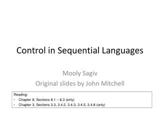 Control in Sequential Languages