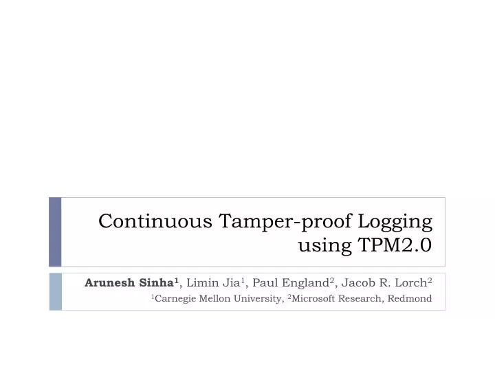 continuous tamper proof logging using tpm2 0