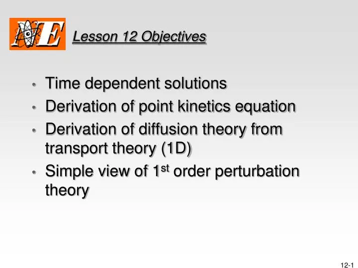 lesson 12 objectives