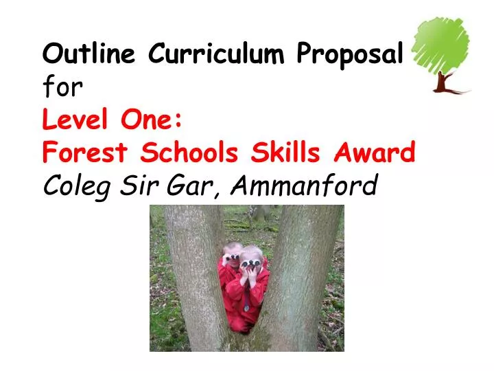 outline curriculum proposal for level one forest schools skills award coleg sir gar ammanford