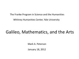 Galileo, Mathematics, and the Arts
