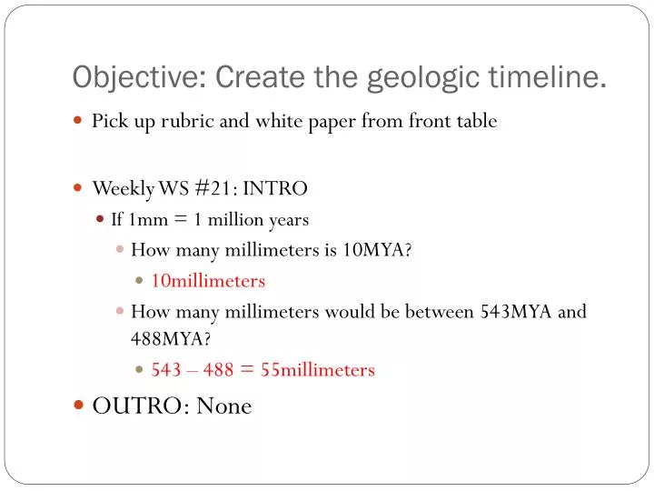 objective create the geologic timeline