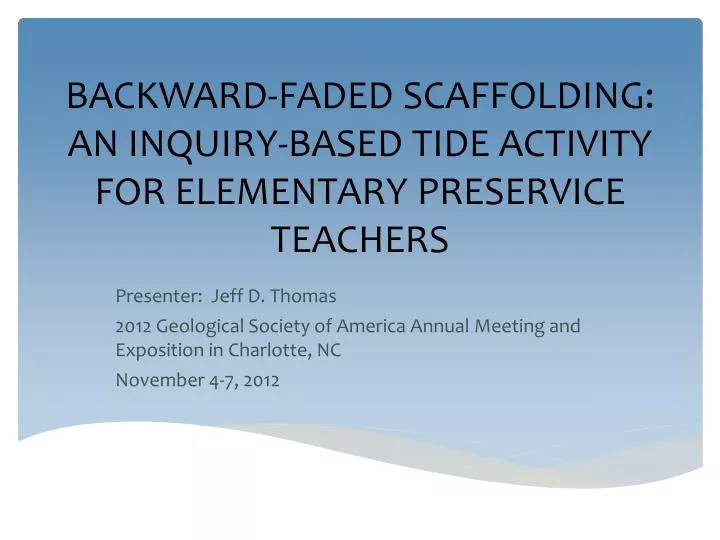 backward faded scaffolding an inquiry based tide activity for elementary preservice teachers