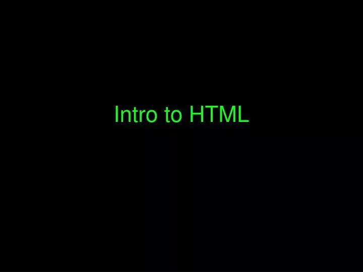 intro to html