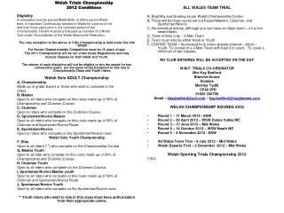Welsh Trials Championship 2012 Conditions Eligibility