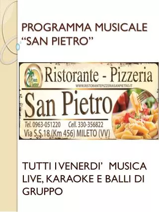 programma musicale san pietro
