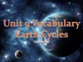 Unit 9 Vocabulary Earth Cycles (22 Words)