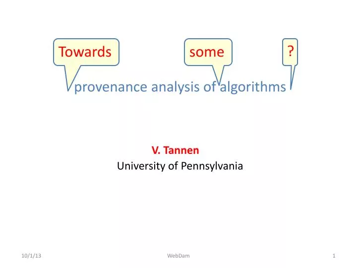 provenance analysis of algorithms