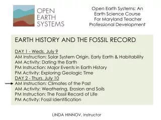 Open Earth Systems: An Earth Science Course For Maryland Teacher Professional Development