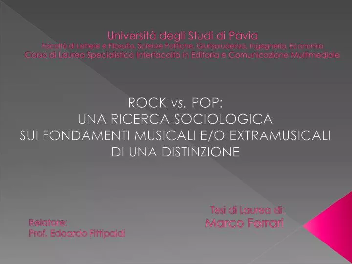 rock vs pop una ricerca sociologica sui fondamenti musicali e o extramusicali di una distinzione