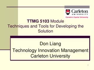 TTMG 5103 Module Techniques and Tools for Developing the Solution