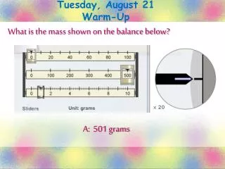 Tuesday, August 21 Warm-Up