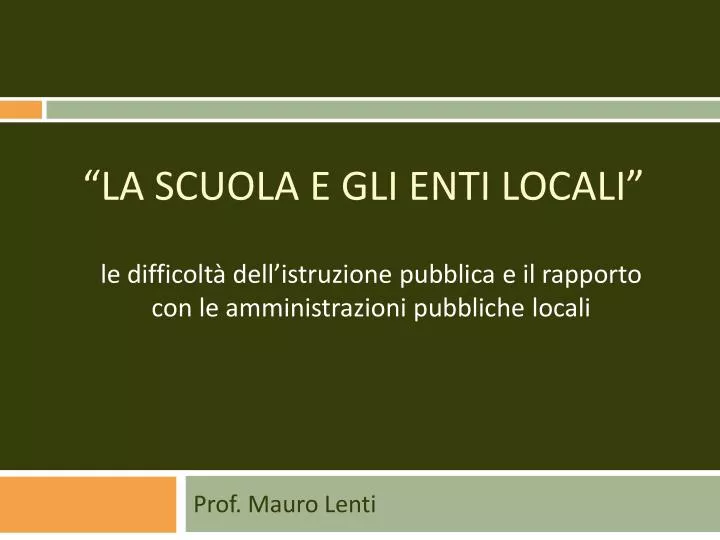 la scuola e gli enti locali