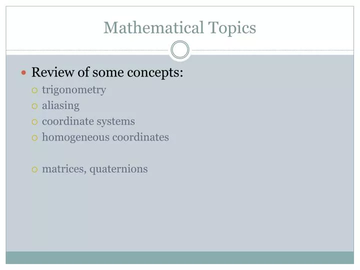 mathematical topics