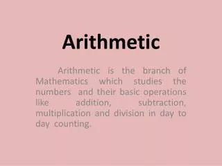 Arithmetic