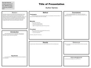 Title of Presentation Author Names