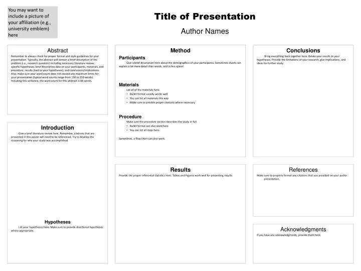 title of presentation author names