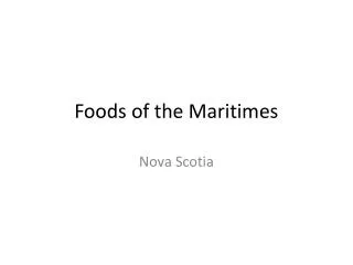 Foods of the Maritimes